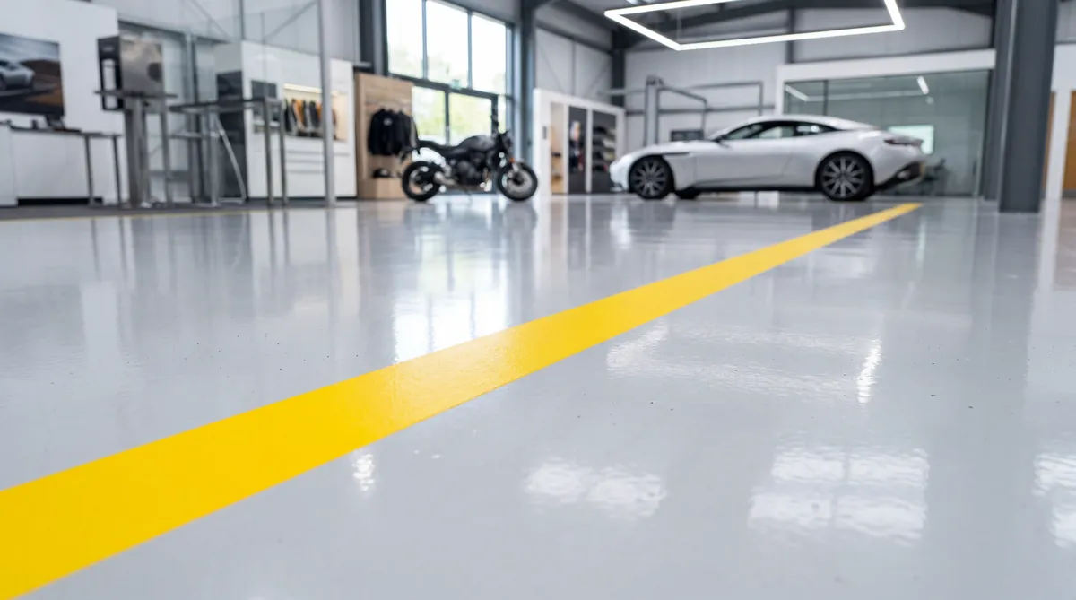 A Floortop polyaspartic resin floor in a retail showroom